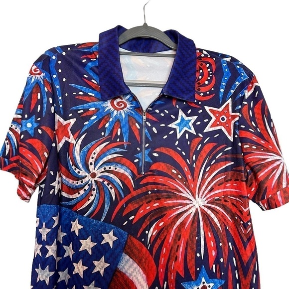 4th of July Patriotic Fireworks Red White & Blue Two Piece Unisex Short Set - Picture 7 of 14